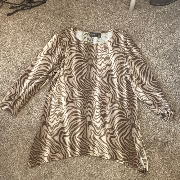 Travelers by Chico's Tops - Elegant Brown and Cream Zebra Print Tunic size 1